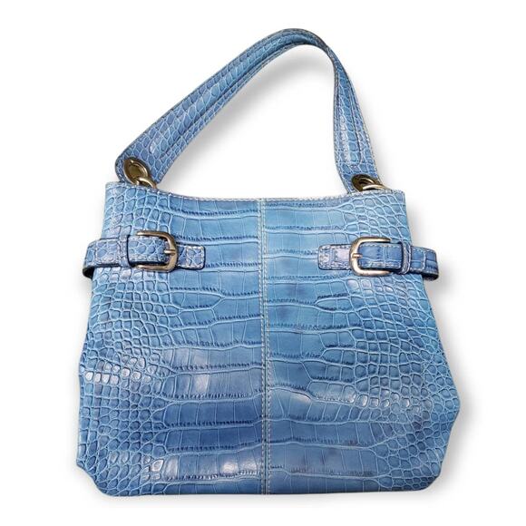 Tommy Hilfiger Baby Blue Leather Multi Compartments Purse Shoulder Handbag - Picture 1 of 7
